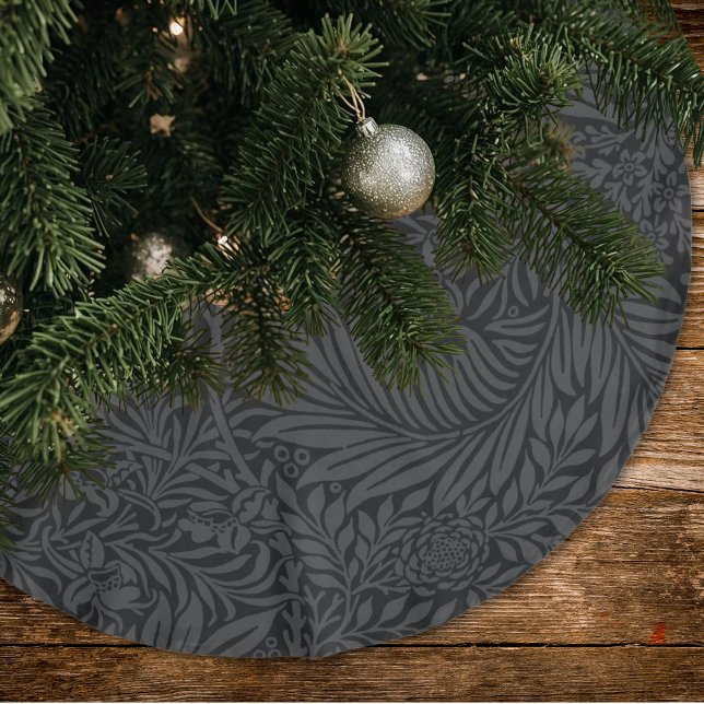 Elegant svart blommönster julgransmatta borstad polyester (Skapare uppladdad)