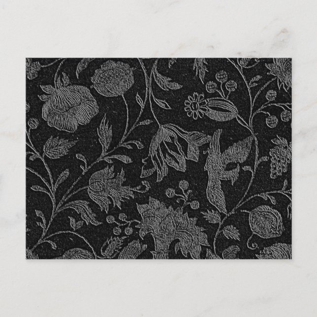 Elegant svart blommönster vykort (Framsida)