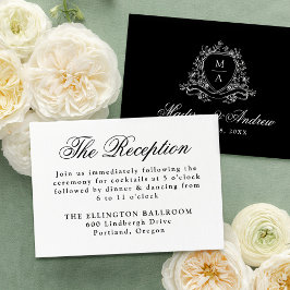 Elegant svart blomsterkrönt bröllopsfirande tilläggskort