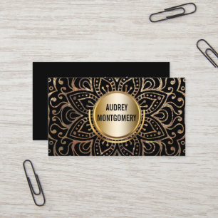 Elegant svart Boho för guld för Mandala för Visitkort