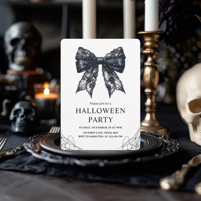Elegant svart bow Halloween-fest  Julkort (Skapare uppladdad)