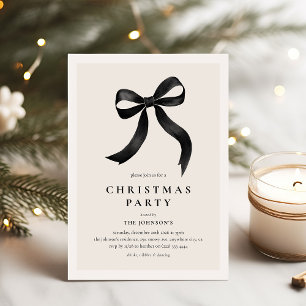 Elegant svart bow julfest inbjudningar