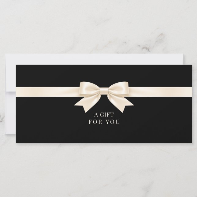 Elegant svart bow presentkort (Framsida)
