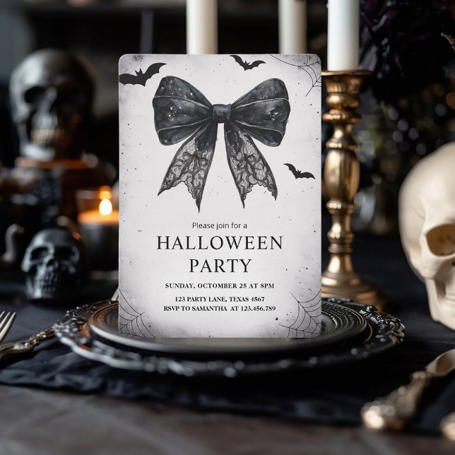 Elegant svart bows Halloween-fest  Julkort (Skapare uppladdad)