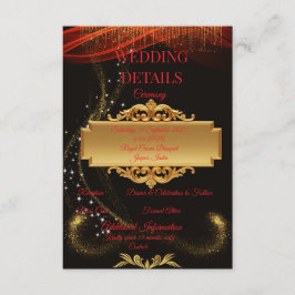 Elegant svart bröllopsdetaljkort GULD DESIGN Tilläggskort