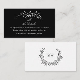Elegant svart bröllopswebbplats detaljer tilläggskort