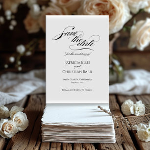 Elegant svart calligrafi Spara datuminbjudan Inbjudningar