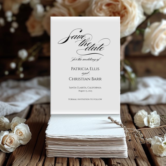 Elegant svart calligrafi Spara datuminbjudan Inbjudningar (Skapare uppladdad)