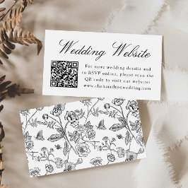 Elegant svart chinoiserie bröllopswebbplats QR-kod Tilläggskort