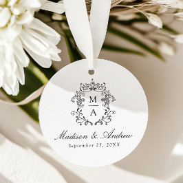 Elegant svart chinoiserie monogram bröllop gåvor etiketter