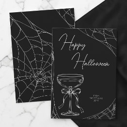 Elegant svart cocktailbåge för vuxna God Halloween Julkort