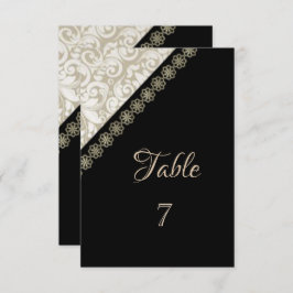 Elegant Svart,Damask Bord  Namn Kort