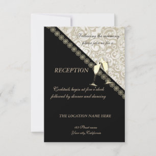 Elegant svart, Damask Bröllopsmottagning Inbjudningar