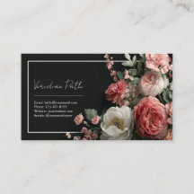 Elegant Svart Dammig Rosé Pion Blommig Rektangulär