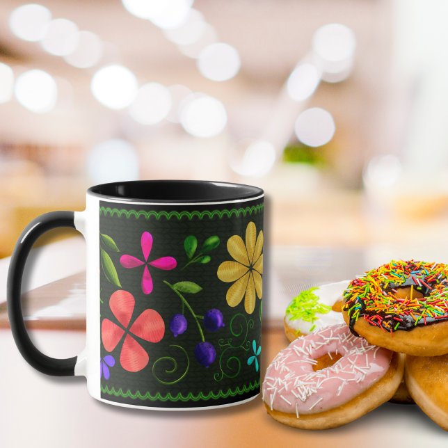 Elegant svart | Den latinamerikanska folkens Blomm Mugg (Skapare uppladdad)