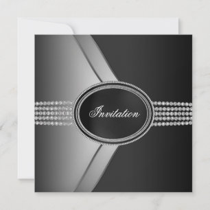 Elegant svart diamant black tie-fest inbjudningar
