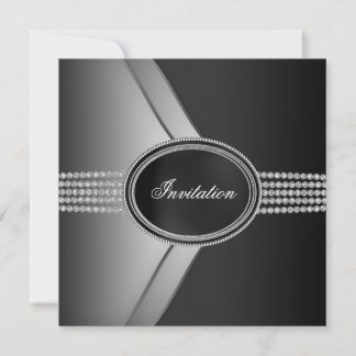 Elegant svart diamant black tie-fest inbjudningar