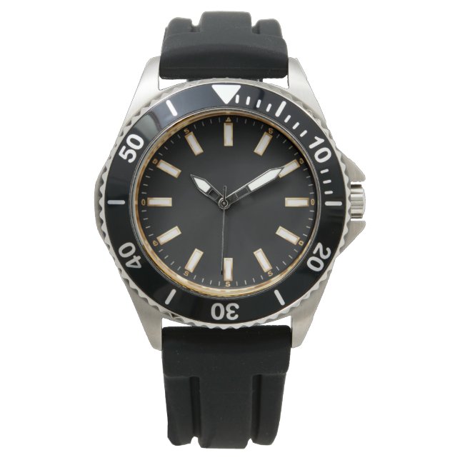 Elegant svart dykarstil klockdesign  armbandsur (Framsida)