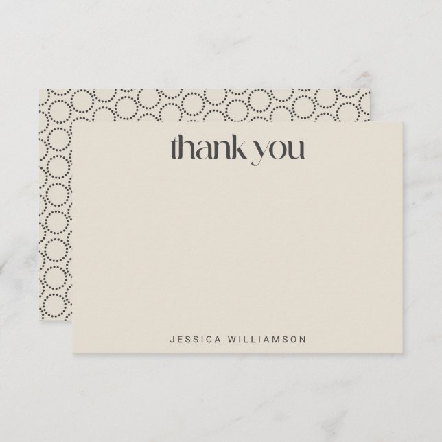 Elegant svart elfenbensfärgad Mid-Mod anpassad brö Tack Kort (Fram/baksida)