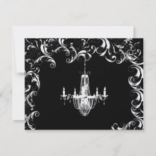 Elegant svart fancy virvel takkrona bröllop OSA kort
