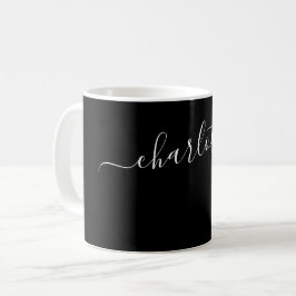 Elegant svart färg modernt namn personlig kaffemugg