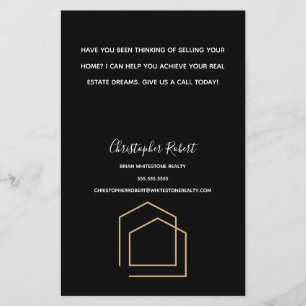 Elegant svart fastighetsmäklare flygblad