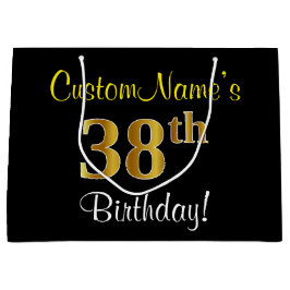 Elegant, svart, faux Guld 38:e födelsedagen + Namn