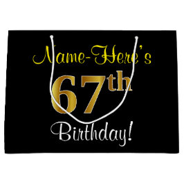 Elegant, svart, faux Guld 67:e födelsedagen + Namn