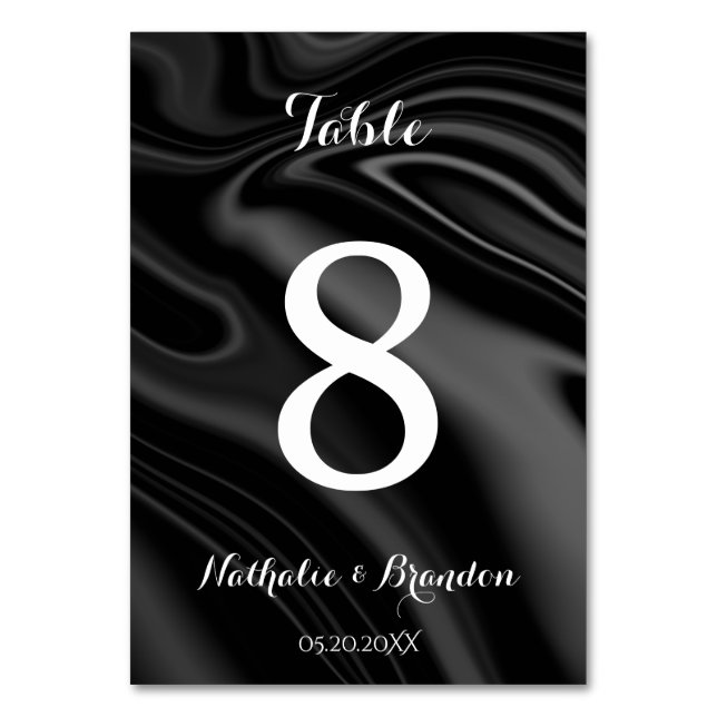 Elegant svart flytande bordskort (Framsidan)