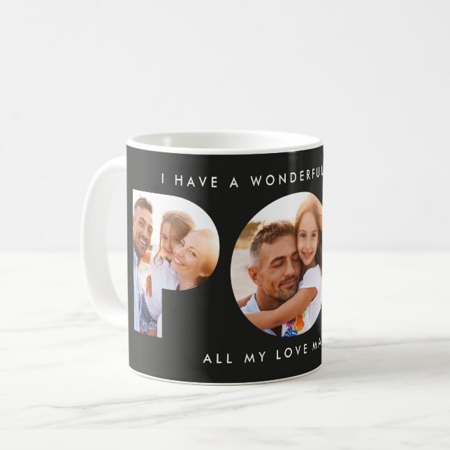 Elegant svart för flerfotomodern typografi kaffemugg (Framsida vänster)