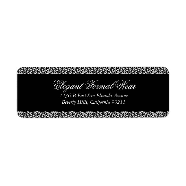 Elegant Svart formell returadressetikett Returadress Etikett (Framsidan)