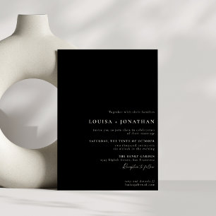 Elegant svart formell script minimalist bröllop inbjudningar