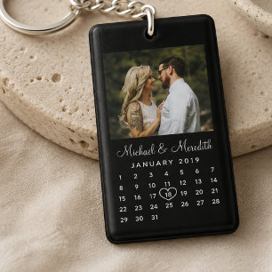 Elegant svart foto bröllopsjubileum Kalender Nyckelring