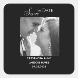 Elegant svart foto chic stilfull typsnitt fyrkantigt klistermärke