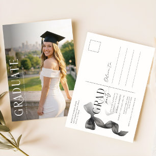 Elegant svart foto slinga examensfest inbjudan