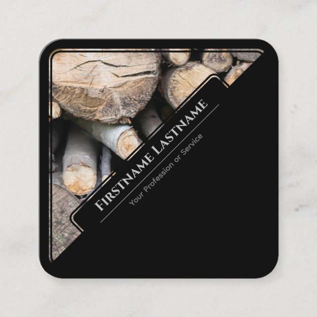 Elegant Svart framkantad träskorsten av stil Fyrkantigt Visitkort (Framsida)