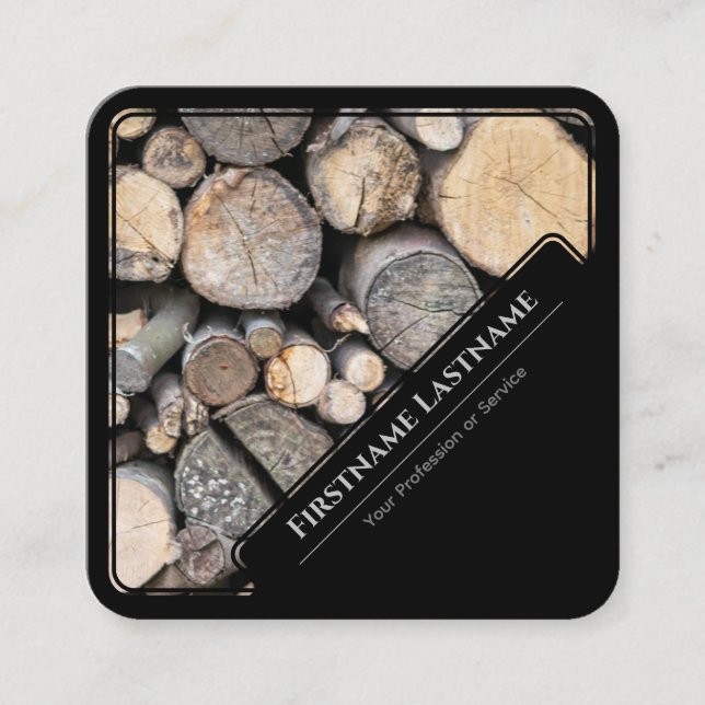 Elegant Svart framkantad träskorsten av stil Fyrkantigt Visitkort (Framsida)