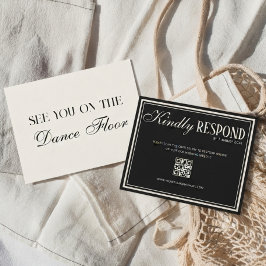 Elegant Svart Gammaldags Pengar QR-kod Bröllop OSA Kort