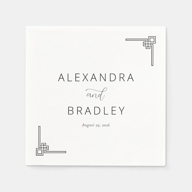 Elegant Svart Geometrisk Minimalistisk Pappersservett (Framsidan)