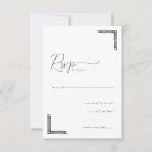 Elegant Svart Geometrisk RSVP OSA Kort