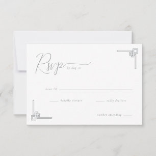 Elegant svart geometrisk RSVP OSA Kort