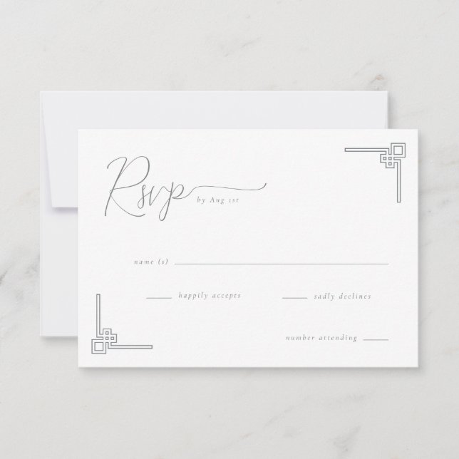 Elegant svart geometrisk RSVP OSA Kort (Framsida)