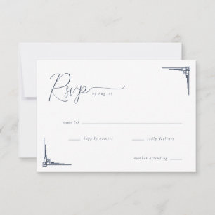 Elegant svart geometrisk RSVP OSA Kort