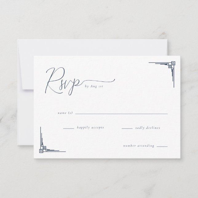 Elegant svart geometrisk RSVP OSA Kort (Framsida)