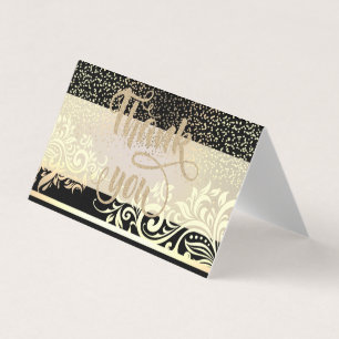 Elegant svart, glitter guld konfetti tackkort visitkort