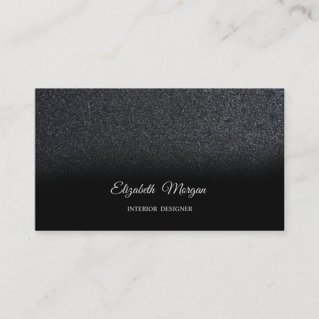 Elegant svart glitter modern proffsig stilren visitkort (Framsida)