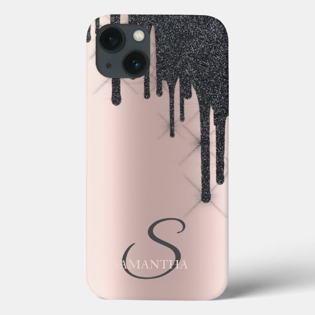 Elegant svart glitterdropp roséguld (Baksida)