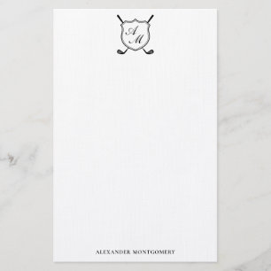 Elegant svart golfmonogram-kam stationär