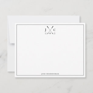Elegant svart golfmonogram platt anteckningskort