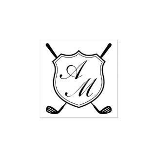 Elegant svart golfmonogramskrönika stämpel